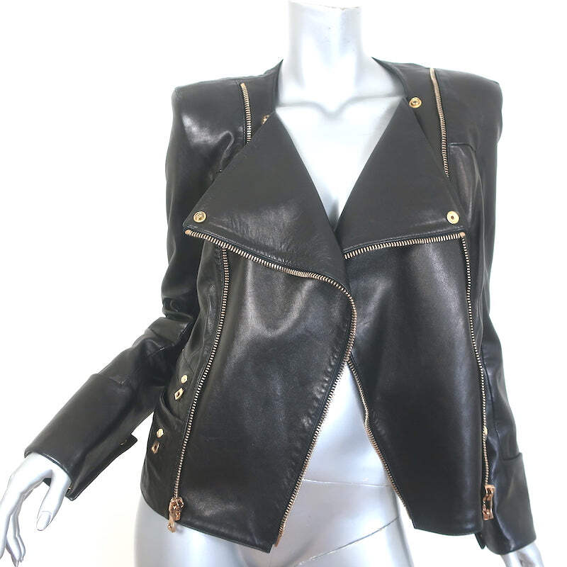 【関税&送料込み】Balmain 'Biker' Jacket Balmain Double-Zip Leather Biker Jacket Black Size 42 | eBay